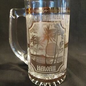 Vintage Culver 22k Gold Beer Mug State Souvenir Glass Hawaii